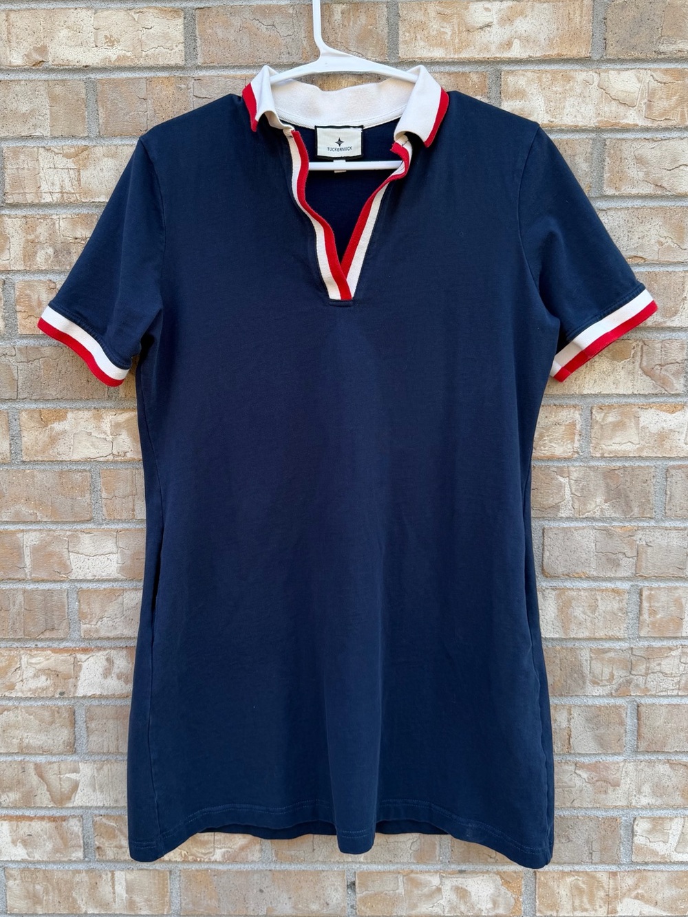 Tuckernuck Hutton Polo Mini Dress Size M Short Sleeve Navy Red & White Trim EUC - Picture 12 of 13